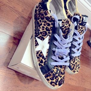 GOLDEN GOOSE
Super-star Sneakers In Leopard Calf Hair With Lilac Laces